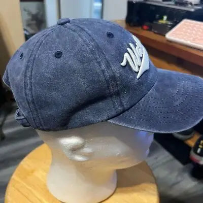 Distressed navy blue Blue Washington DC Hat Cap with white embroidered design