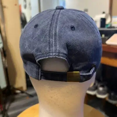Washed denim Blue Washington DC Hat Cap with brass buckle closure