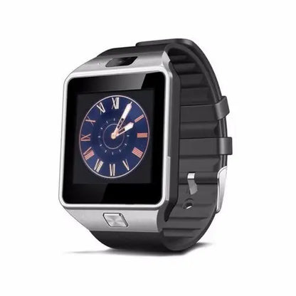 Silver and black Bluetooth Android smart watch with Camera, Clock, SIM, TF Slot, Roman numerals