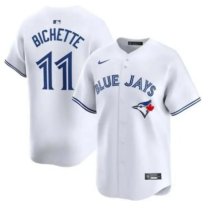 White Toronto Blue Jays Bo Bichette Nike home limited player jersey with blue lettering