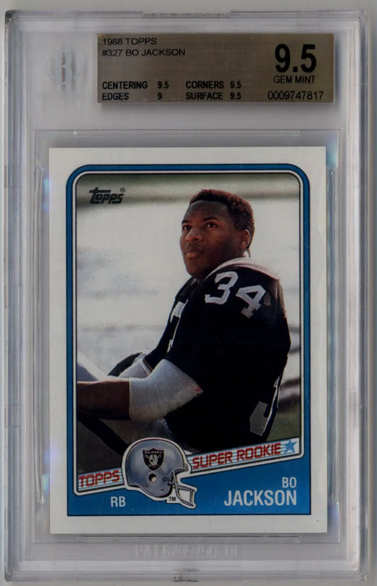Graded BGS 9.5 Gem Mint 1988 Topps Rookie Bo Jackson football card in protective case