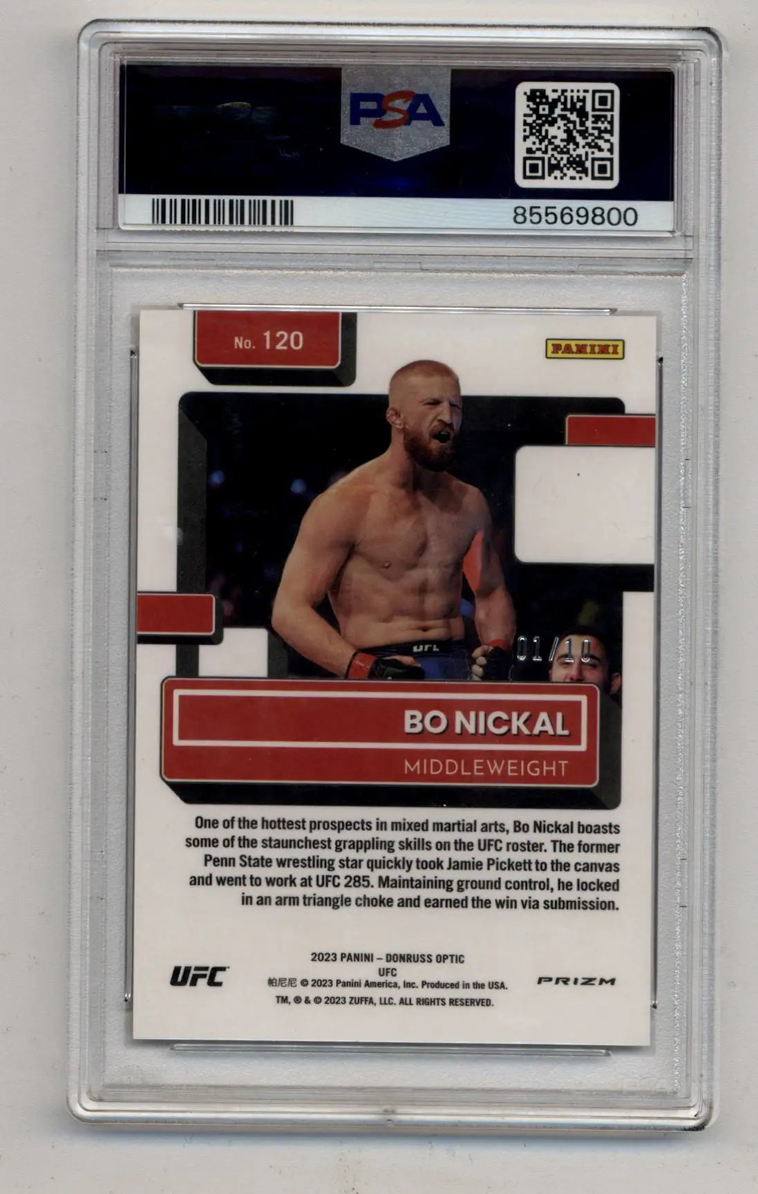 Bo Nickal 2023 Donruss Optic UFC Gold 01/10 PSA 10 Gem Mint - Singles