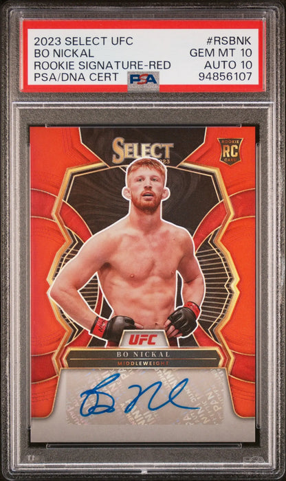 Bo Nickal 2023 Panini Select UFC Rookie Signature Red Auto #18/99 PSA 10 Auto 10 - Singles