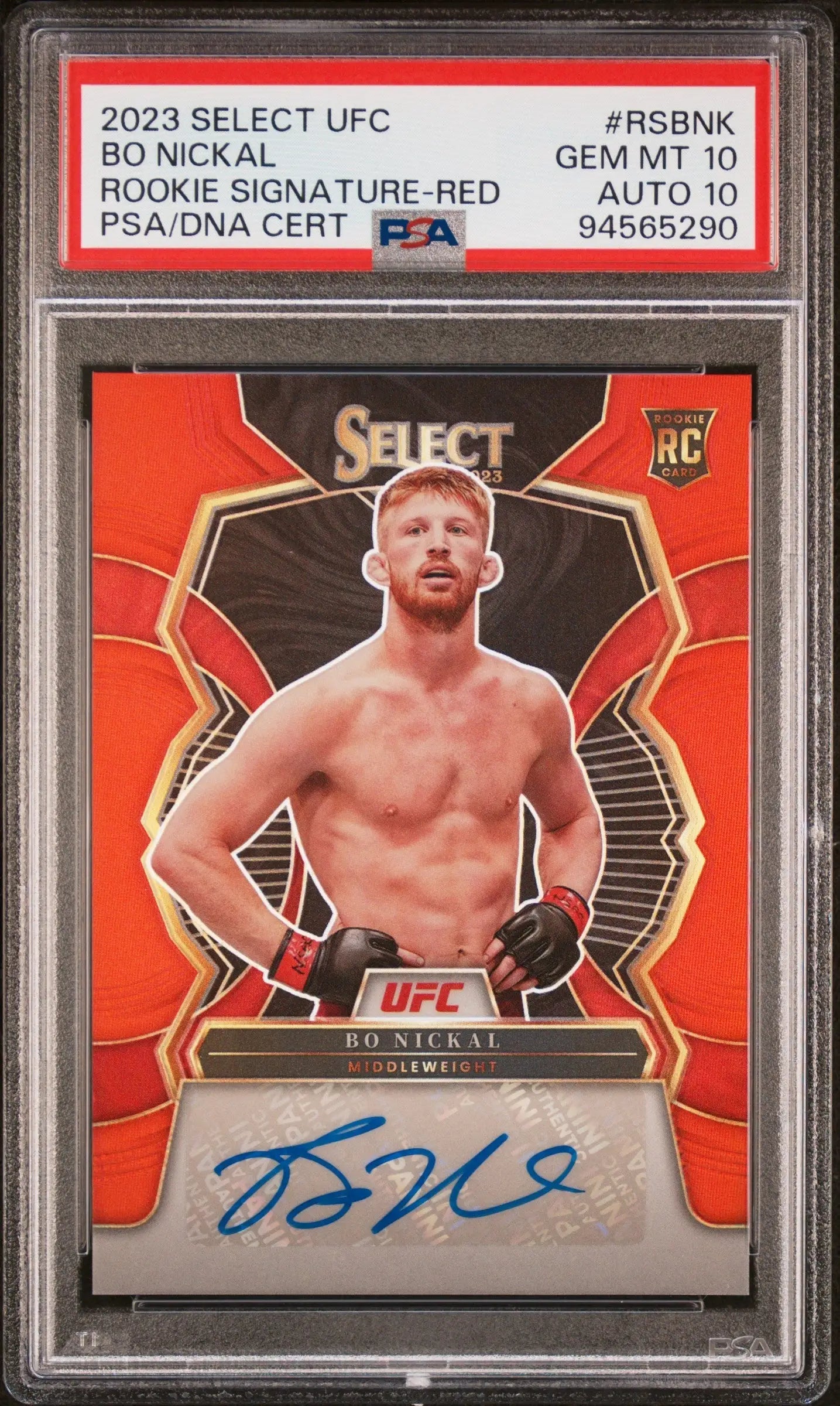 Bo Nickal 2023 Panini Select UFC Rookie Signature Red Auto #75/99 PSA 10 Auto 10 - Singles