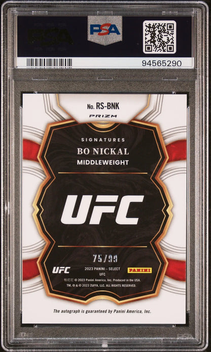 Bo Nickal 2023 Panini Select UFC Rookie Signature Red Auto #75/99 PSA 10 Auto 10 - Singles