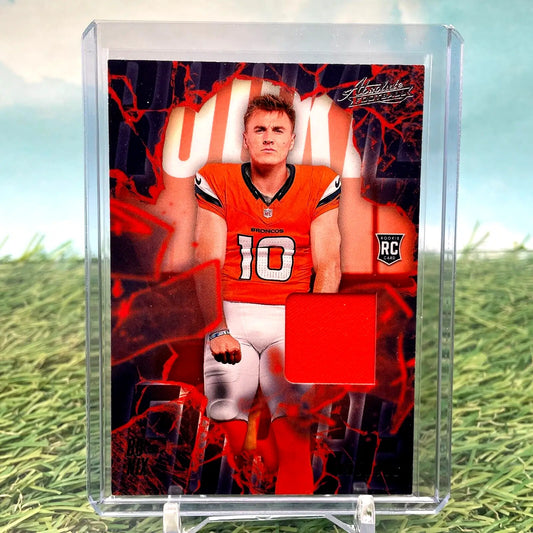 Bo Nix 2024 Absolute Football RC rookie fabric patch card in protective case