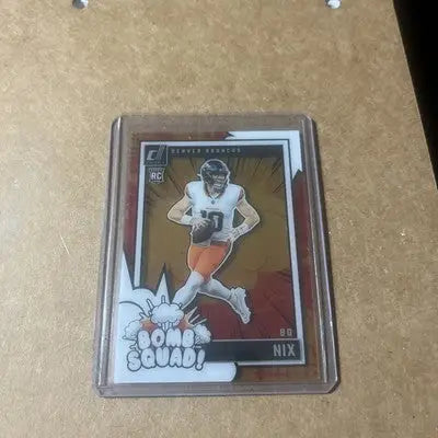 Football trading card featuring BO NIX 2024 Clearly Donruss BOMB SQUAD Rookie #4 Broncos RC
