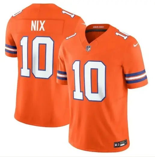 Orange Bo Nix Denver Broncos Nike Vapor F.U.S.E. Limited Jersey with number 10