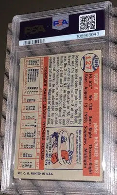 Graded Milwaukee Braves baseball card featuring Bob Buhl autograph PSA 2.5 DNA 10