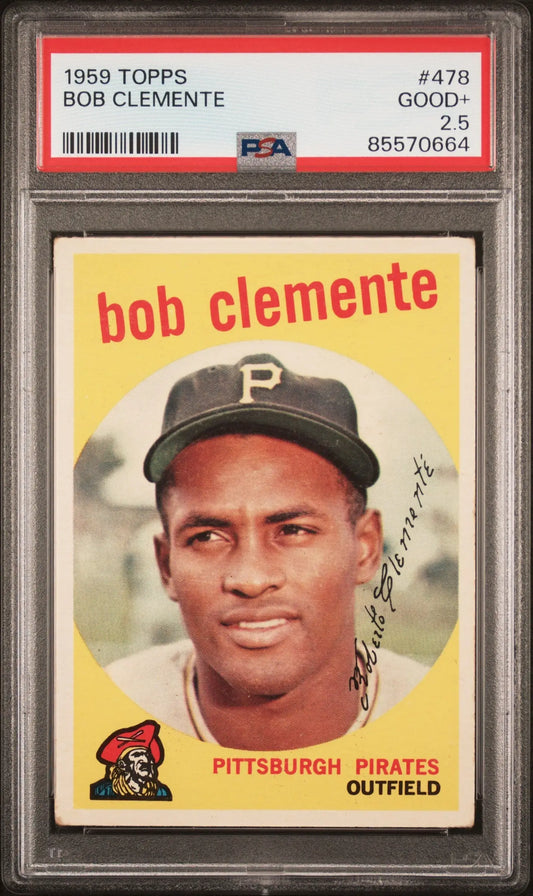 Graded 1959 Topps Bob Clemente baseball card PSA 2.5 Good+ product image