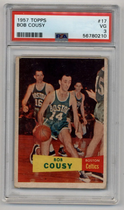 Bob Cousy 1957-58 Topps #17 Rookie PSA 3 Very Good Basketball Trading Card