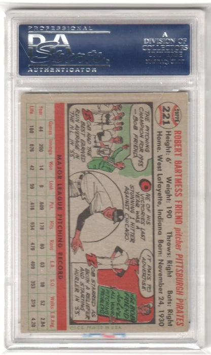 Graded Bob Friend 1956 Topps baseball card for sale at Columbia Hobby features PSA 6 grade