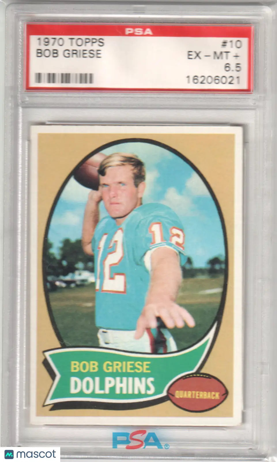 Columbia Hobby Bob Griese 1970 Topps #10 football card EX-MT Plus display