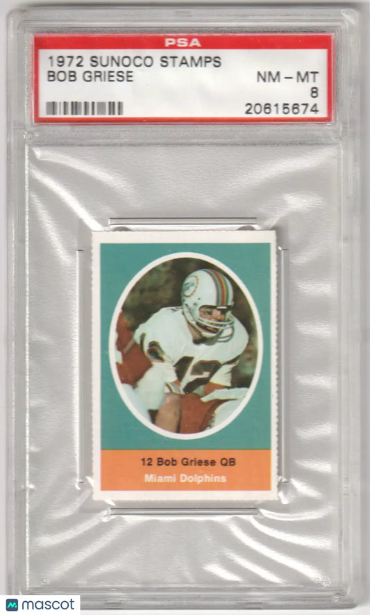 PSA-graded 1972 Sunoco Stamps Bob Griese football card NM-MT 8 from Columbia Hobby