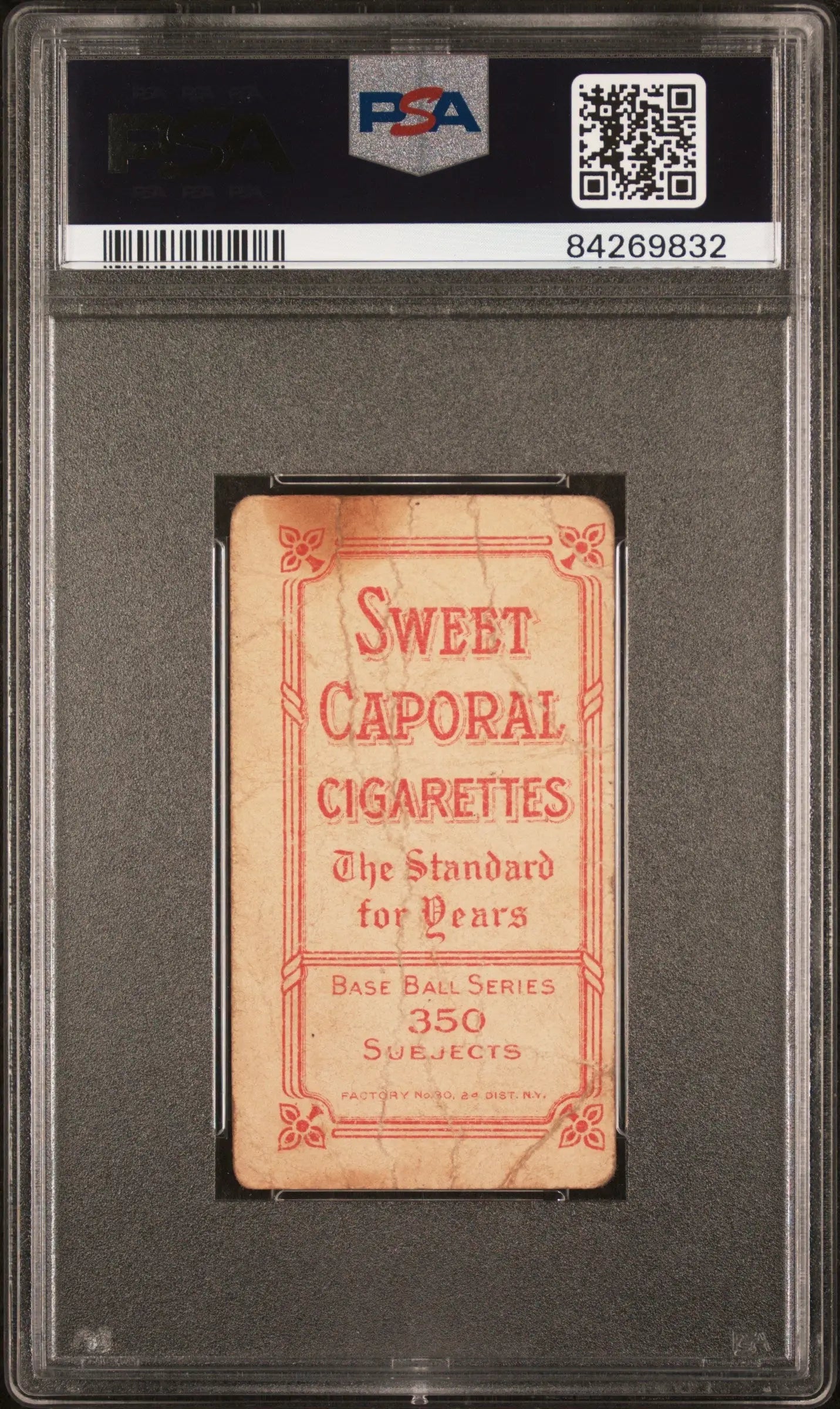 Vintage Bob Hall T206 Sweet Caporal 350/30 PSA 1 Poor cigarette card in case