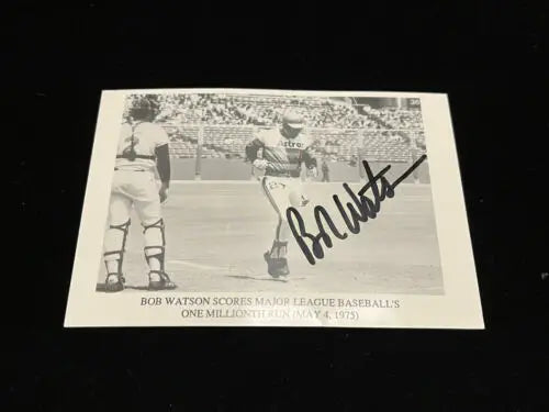 Bob Watson Astros signed baseball card celebrating millionth run, 5/4/1975