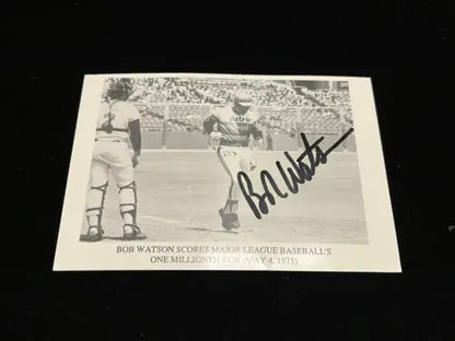 Bob Watson Astros signed baseball card celebrating millionth run, 5/4/1975