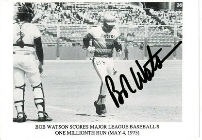 Bob Watson Astros Signed Baseball Card from Millionth Run 5/4/1975 Postcard AUTO 3x5