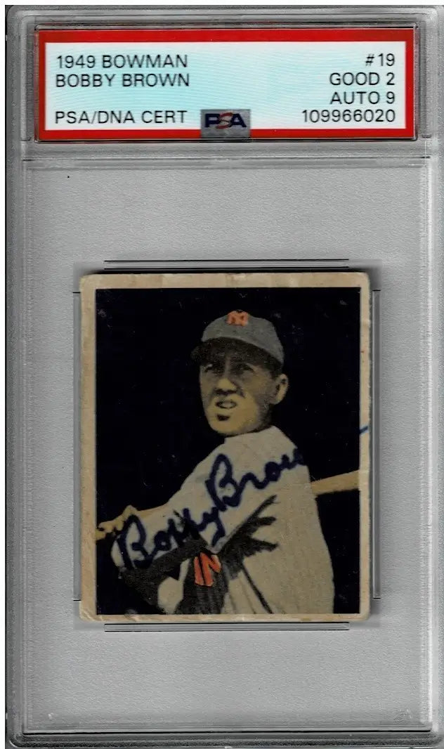 Bobby Brown PSA 2 DNA 9 Signed 1949 Bowman #19 Rookie Autograph Graded RC