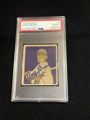 Bobby Brown PSA 2 DNA 9 Signed 1949 Bowman #19 Rookie Autograph Graded RC