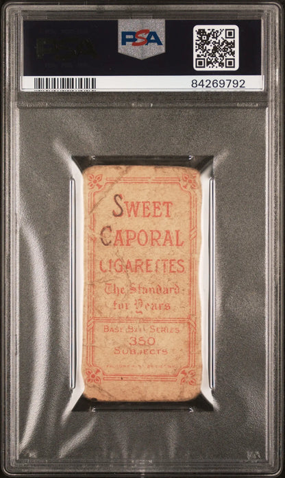 PSA-graded Bobby Byrne 1909-11 T206 Sweet Caporal cigarette card in holder