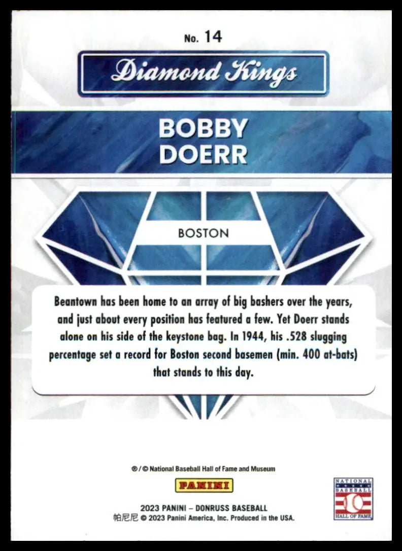 Bobby Doerr baseball card from Boston Red Sox 2023 Donruss series