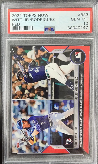 Bobby Witt Jr. + Julio Rodriguez 2022 Topps Now #833 Red #8/10 PSA 10 Gem Mint - Singles