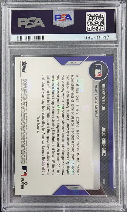 Bobby Witt Jr. + Julio Rodriguez 2022 Topps Now #833 Red #8/10 PSA 10 Gem Mint - Singles