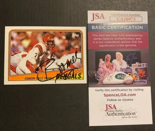 Boomer Esiason signed trading card with JSA certification for Cincinnati Bengals fans