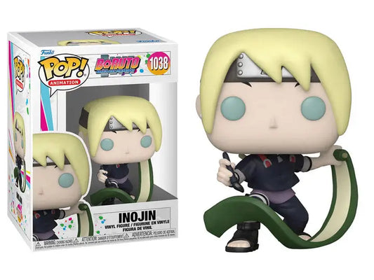 Inojin Funko Pop in crouching battle pose with green tail element from Boruto series