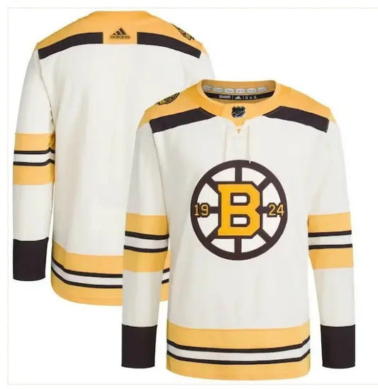 Boston Bruins adidas 100th Anniversary Primegreen Authentic Hockey Jersey in Cream
