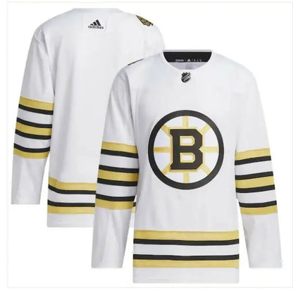 White Boston Bruins Hockey Jersey from the Boston Bruins adidas 100th Anniversary Primegreen Authentic Jersey collection