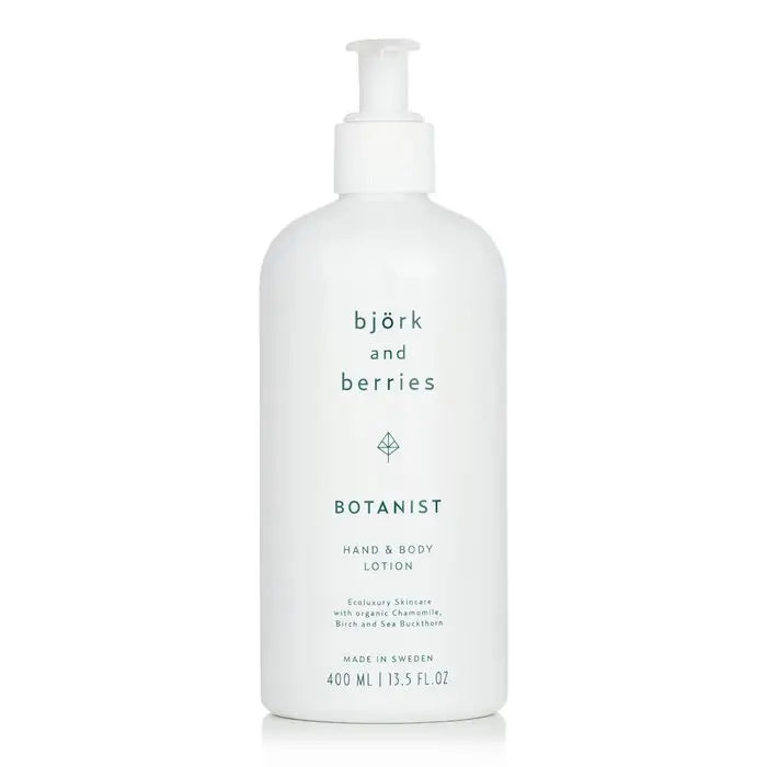 White pump bottle of Botanist Hand & Body Lotion 400ml/13.5oz for smooth skin