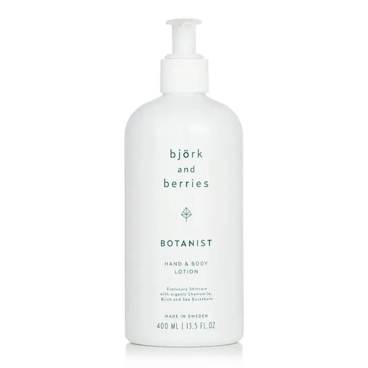 White pump bottle of Botanist Hand & Body Lotion 400ml/13.5oz for smooth skin
