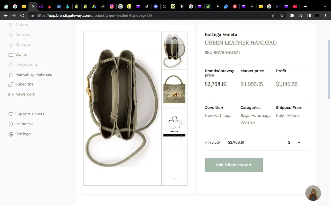 Bottega Veneta GREEN LEATHER HANDBAG - Handbags