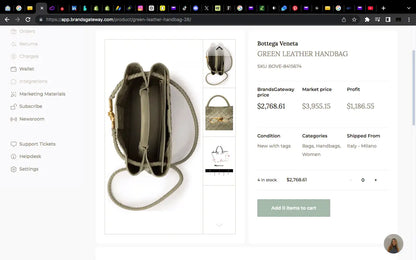 Bottega Veneta GREEN LEATHER HANDBAG - Handbags