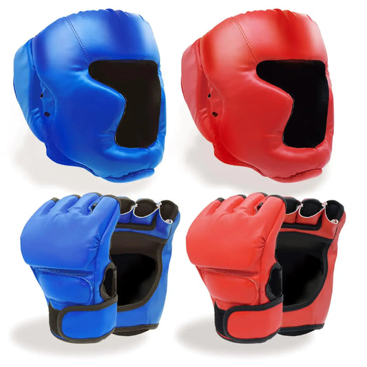 Boxing headgear and gloves in a pack boxing set for beginners adults kids on sale