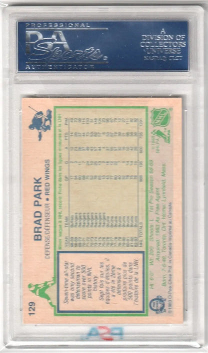 Graded Brad Park 1983-84 O-Pee-Chee hockey card from Columbia Hobby eBay store