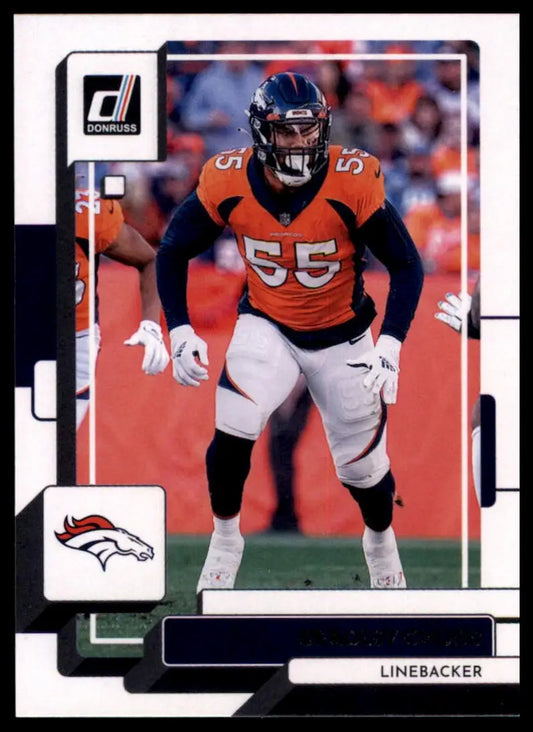Football trading card featuring Bradley Chubb from the 2022 Donruss Denver Broncos series