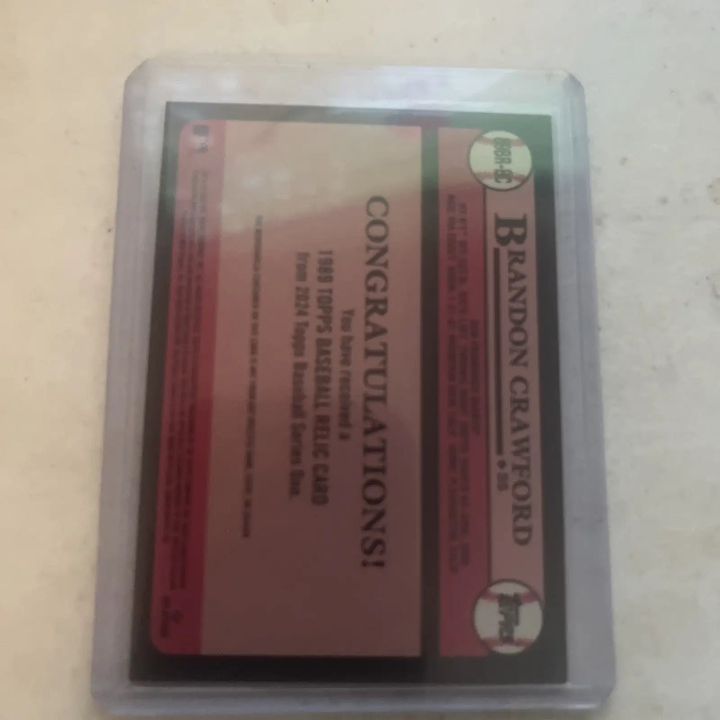 Brandon Crawford baseball card featuring game-used bat piece for trading card collectors