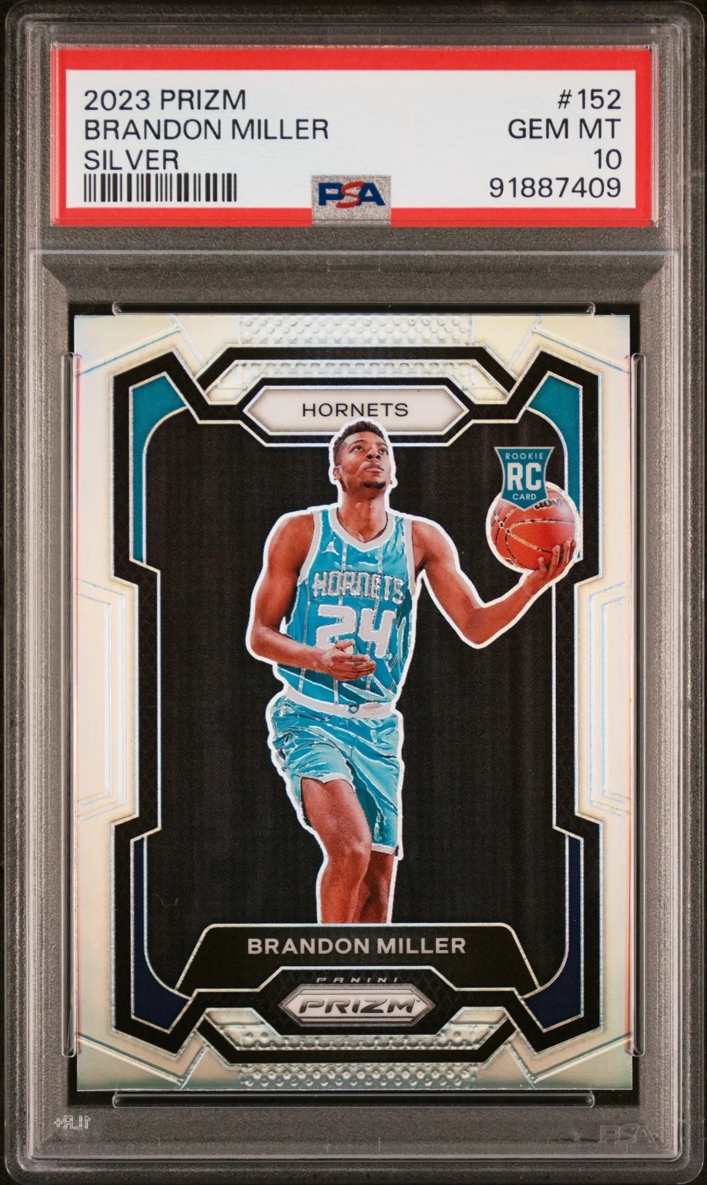 Brandon Miller 2023 Panini Prizm Silver Rookie Card PSA 10 Gem Mint