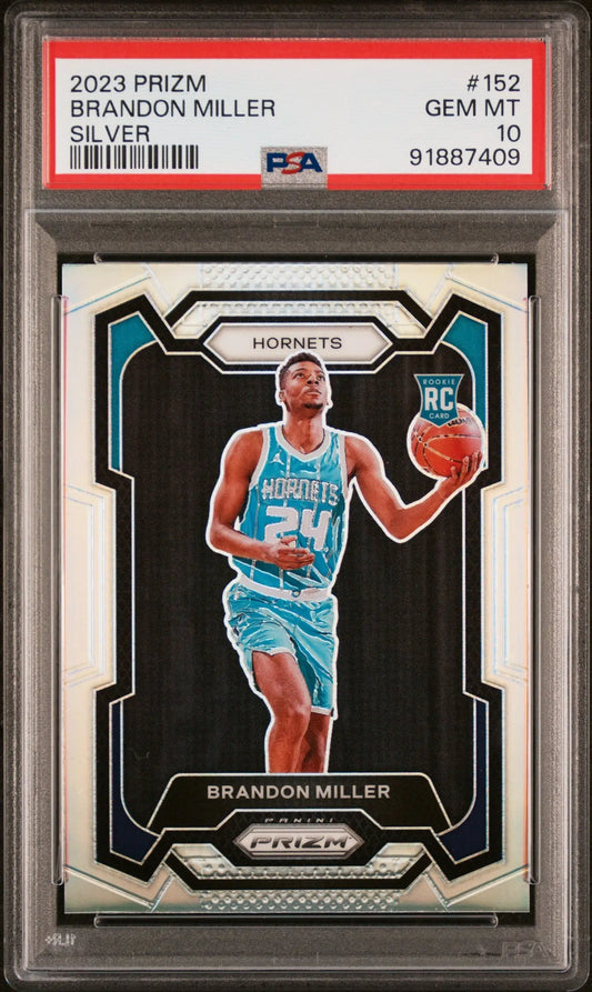 Brandon Miller 2023 Panini Prizm Silver Rookie Card PSA 10 Gem Mint