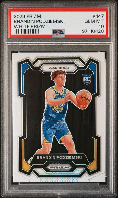 Brandon Podziemski 2023 Panini Prizm Rookie #147 White Prizm #93/175 PSA 10 Gem Mint120 - Singles
