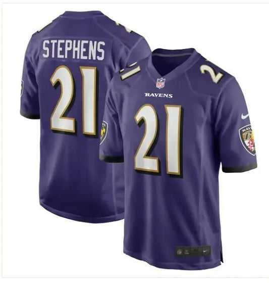 Purple Baltimore Ravens Brandon Stephens Nike Game Jersey featuring player #21 design