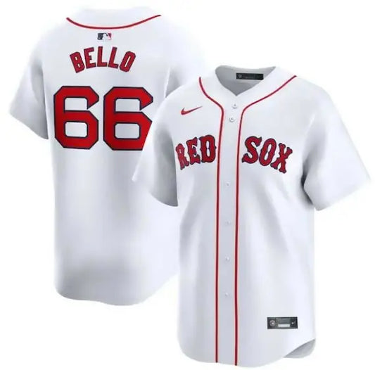 White Red Sox baseball jersey featuring Brayan Bello Nike Home Limited Player design