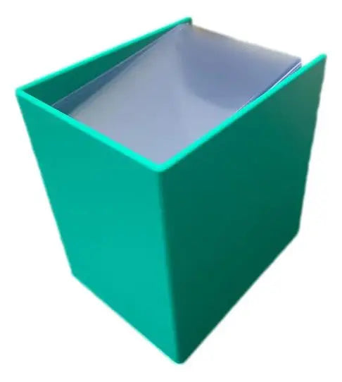 Teal Break Buddy magazine file holder with clear penny sleeves for organization