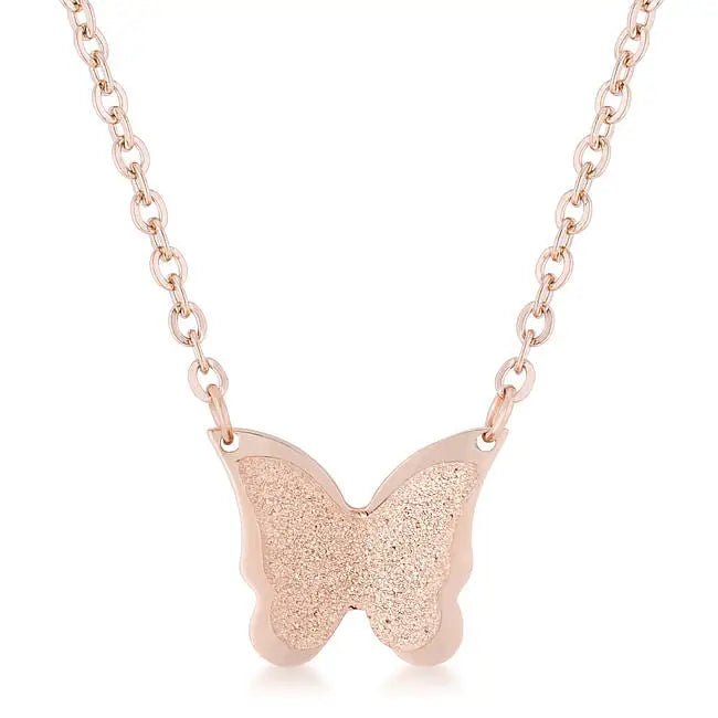 Breanne Rose Gold Stainless Steel Rose Gold Butterfly Necklace - Necklaces