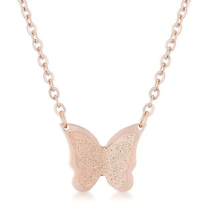 Breanne Rose Gold Stainless Steel Rose Gold Butterfly Necklace - Necklaces