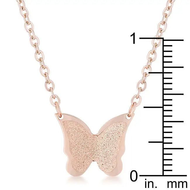 Breanne Rose Gold Stainless Steel Rose Gold Butterfly Necklace - Necklaces
