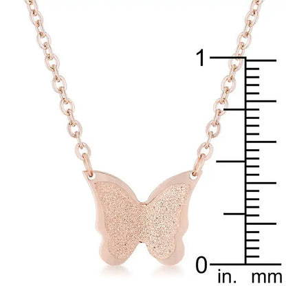 Breanne Rose Gold Stainless Steel Rose Gold Butterfly Necklace - Necklaces